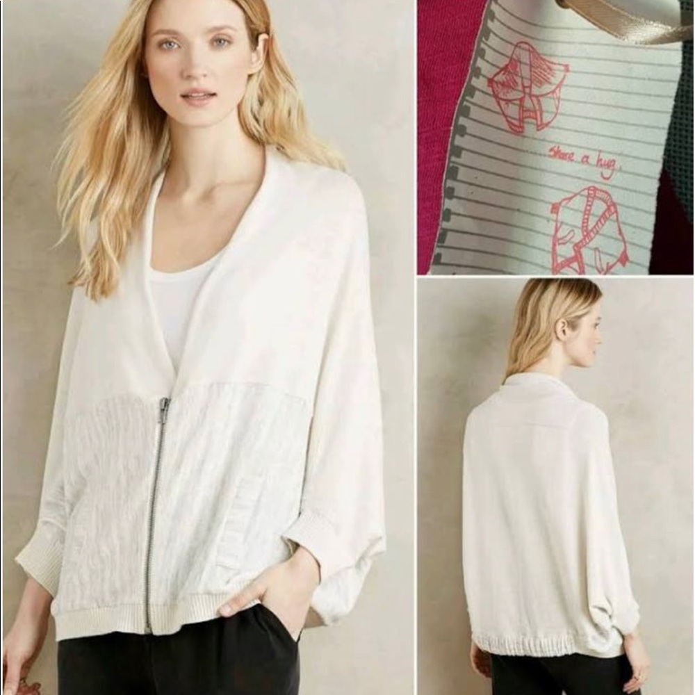 Anthropologie Moth Zip Front Cardigan Sweater Wrap